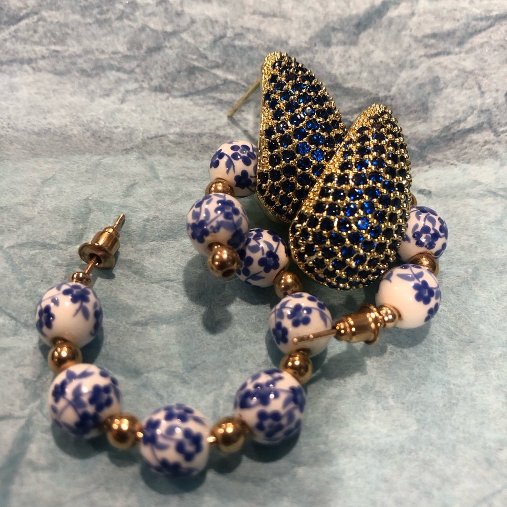 EUC Blue & Gold Earrings Bundle